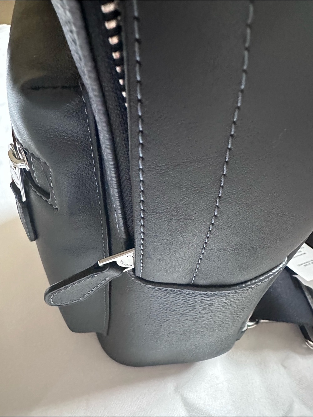 Coach Black Leather Sling Backpack with Silver Hardware - Picture 9 of 13